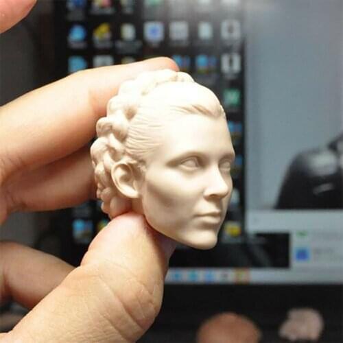 DIY Unpainted 1/6 Princess Leia Head Sculpt Female Soldier Head Carving Fit 12'' Action Figure Dolls