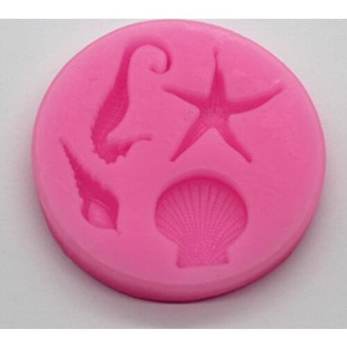 Silicone mold MINI Conch shells and starfish hippocampus shape Fondant cake chocolate decoration mold clay craft mold