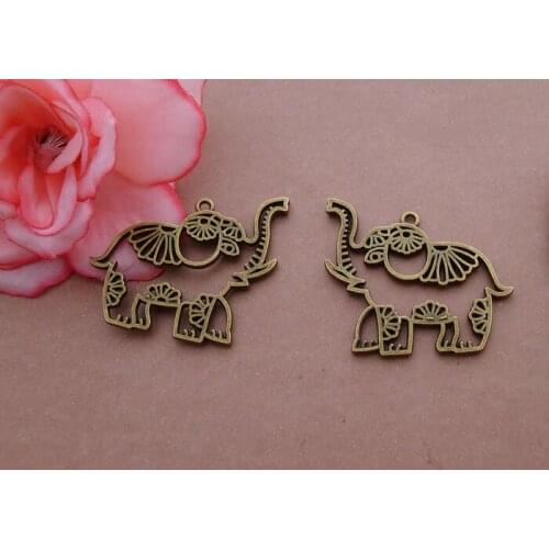 Hot 20pcs Vintage Hollow Elephant Charm For Making Necklace/bracelet/apparel/key Chain Fashion Charms DIY Jewelry Accessories