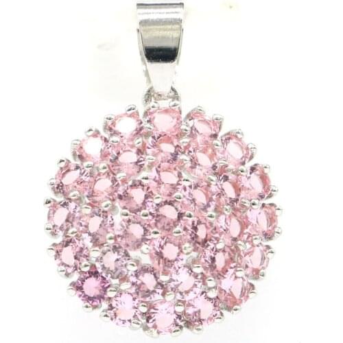 29x20mm Romantic Created Pink Morganite Womans Jewelry Silver Pendant