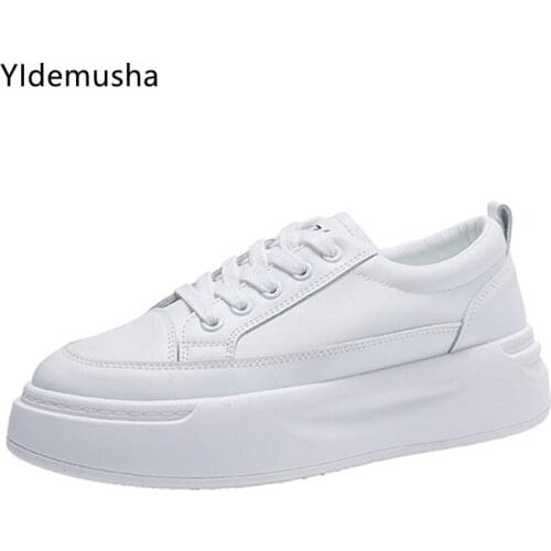 New 2020 Women White Sneakers Womens Fashion Vulcanize Shoes High quality High Soft Sole Shoes Platform Lace-up running Shoes
