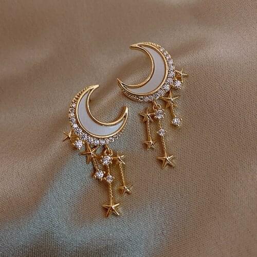 2021 New Fashion Temperament Star Moon Earrings Womens Wild Earrings Trend Elegant Exquisite Fashion Earrings Wedding Jewelry