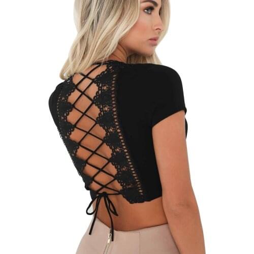 WOMENS Dress Europe And America Lace-collared Blouse Womens Deep-V Slim Fit Small Vest Revealing Tops Streetwear