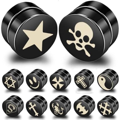 1PC Punk Mens Strong Magnet Magnetic Health Care Ear Stud Non Piercing Earrings Fake Earrings Gift for Boyfriend Lover Jewelry