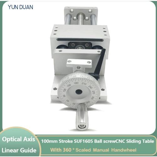 Stroke 100MM 4" Manual hand wheel Linear module Sliding Table Slide Linear Stage SFU1605 Ball screw C7 Displacement platform
