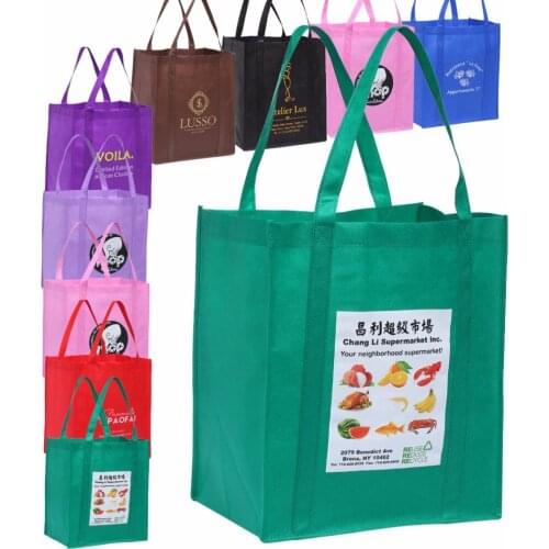 100PCS Customized large eco friendly reusable shopping bags environmentally friendly grocery bags