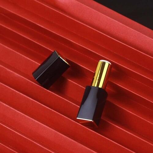 100pcs plastic square lipstick tube / 4g DIY matte black beeswax tube cup size 12.1mm / Cosmetics Packaging