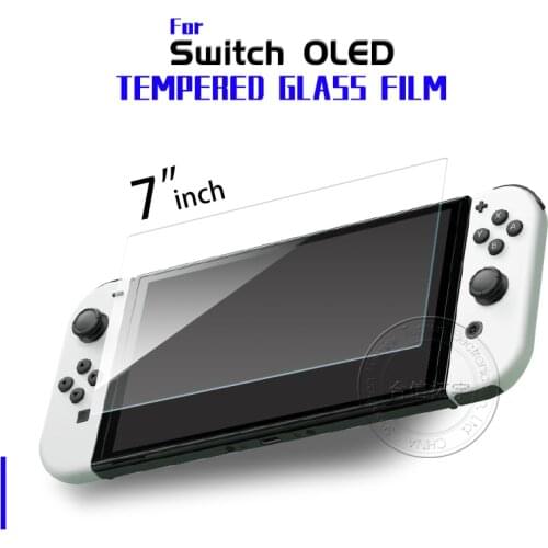 HOTHINK 3pcs Toughened Tempered Glass Film for Nintendo Switch OLED 7” Inch Clear Protector for NS Large Screen Version Console