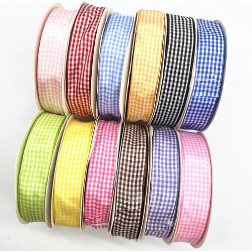 5 yards 10mm 15mm 19mm 25mm Lattice Plaid Polyester Ribbons Bow Ribbon Gift Wrapping Christmas Ribbon DIY Handmade Crafts