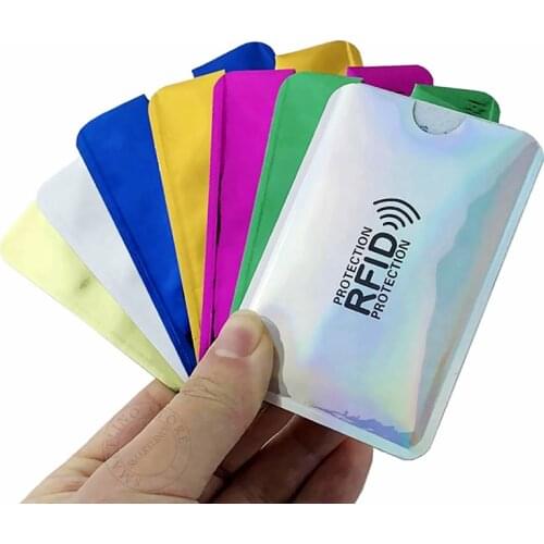 7pcs Mixed Color Aluminum Foil Anti Scan Card Sleeve RFID Blocking Card Holder Wallet NFC Reader Lock Protector