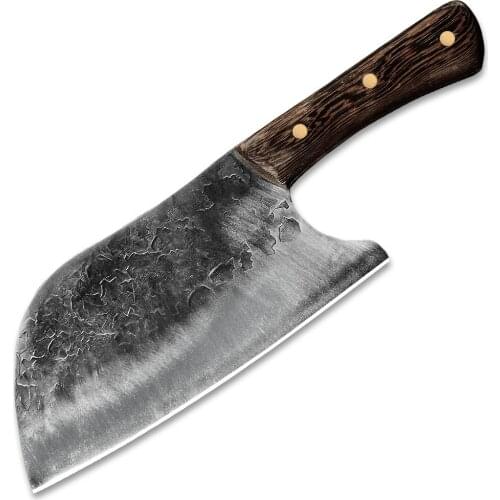 High Carbon Steel 8 Inch Forged Chopping Knife Hammer Slicing Knife Wenge Wood Handle Chefs Kitchen Slicer Full Tang Chopper