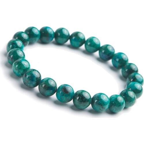 10mm Natural Green Malachite Chrysocolla Bracelet Jewelry For Women Lady Men Crystal Round Beads Stretch Reiki Strands AAAAA