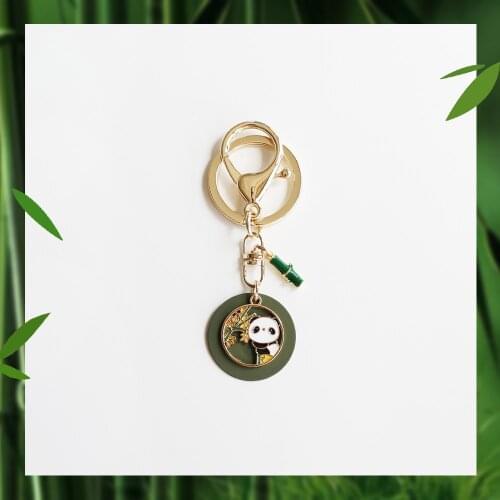Cute Animal Panda Keychain Car Key Rings Women Diy Jewelry Accessories Couple Panda Bamboo Pendant Charm Kids Gift High Quality