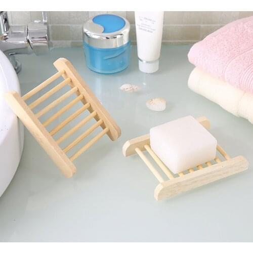 Wooden Soap Dishes Tray Holder Storage Soap Rack Plate Box Container Drain Rack Holder Portable Bathroom Soap Dish Storage Box