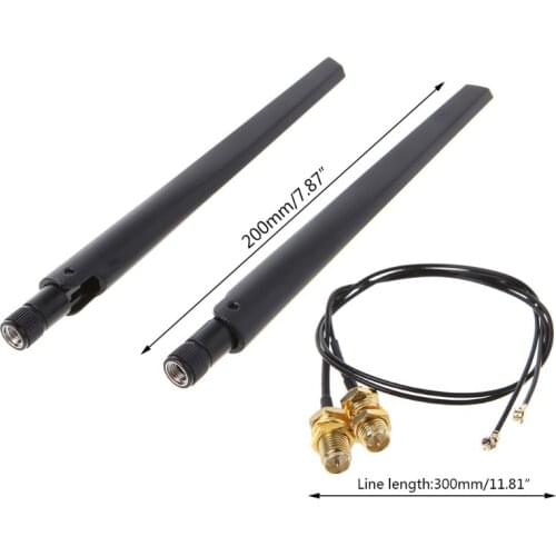 Y8AC 2x 6dBi 2.4GHz 5GHz Dual Band WiFi Router Network Card RP-SMA Antenna 2 x U.fl IPEX Cable N8S5