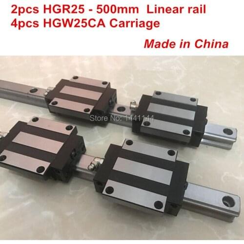 HGR25 linear guide: 2pcs HGR25 - 500mm + 4pcs HGW25CA linear block carriage CNC parts