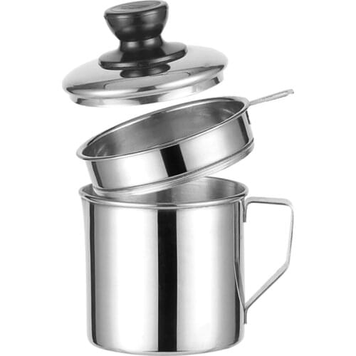 Grease Container With Separator Durable Bacon Cooking Oil Strainer And Cooking Grease Can For Reusing Oil Stainless Steel
