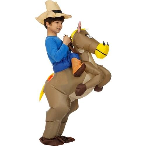 40 to 59 Inch Tall Kids Gift Animal Halloween Costume for Kids Inflatable Cowboy Ride Horse Childrens Day Purim Party Dress