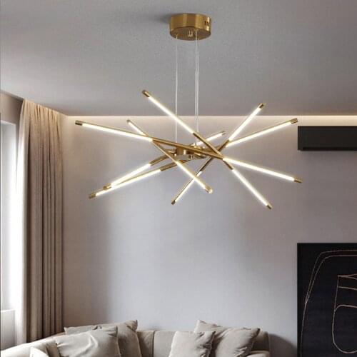 Nordic restaurant living room chandelier postmodern led chandelier golden office study Cafe simple decorative Chandelier
