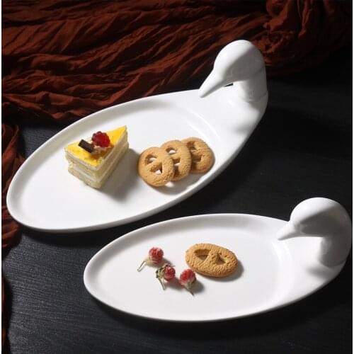 Cartoon Duck Dessert Tray White Dinnerware Set Snack Tray Food Plates duck food plates bird design kids plate