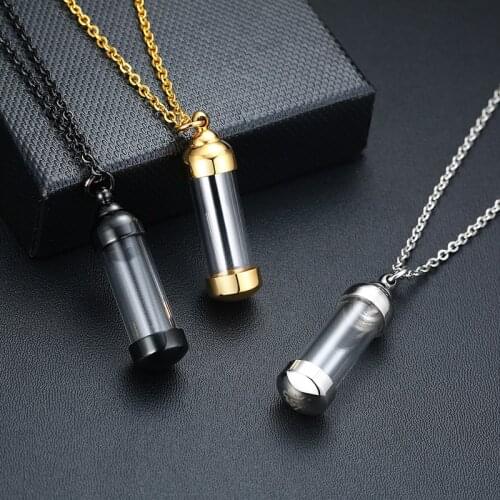 Mens Stylish Can Open Hollow Tube Necklaces for Women Urn Ashes Cremation Memorial Unisex Keepsake Gifts Jewelry