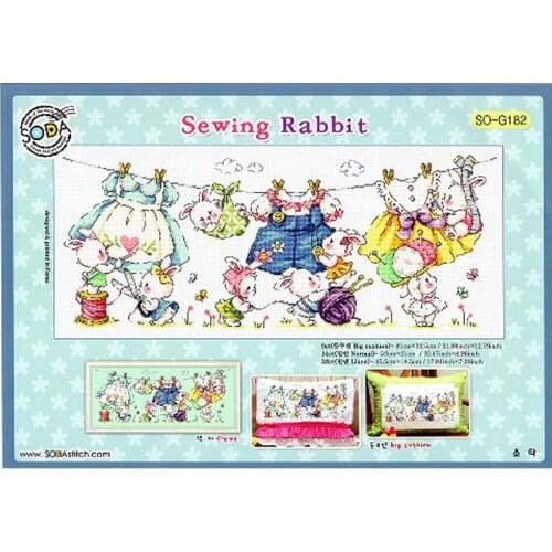 Gold Collection Counted Cross Stitch Kit Sewing Rabbits bunny dry clothes sew playing SO G182