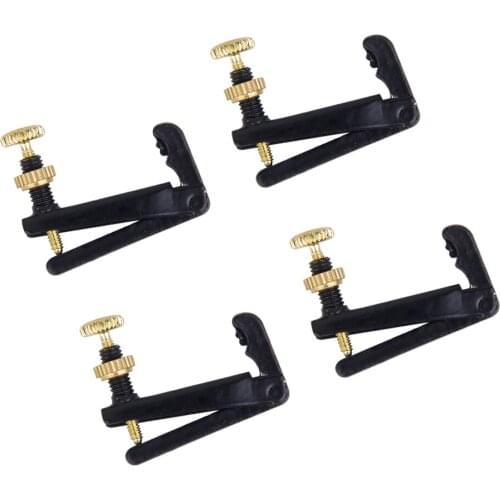 Set 4pcs Metal Violin String Fine Adjuster Tuners Black/Gold For 3/4-4/4 Violin Parts