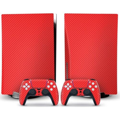 For PlayStation 5 Console And 2 Controllers Carbon Fibre Stickers Decals PS5 Stickers Decal Cover