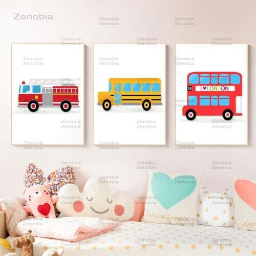 Wall Art Poster HD Prints Modular Pictures Nordic Style Cartoon Toy Car Canvas Painting Home Decoration For Kids Room Bedroom
