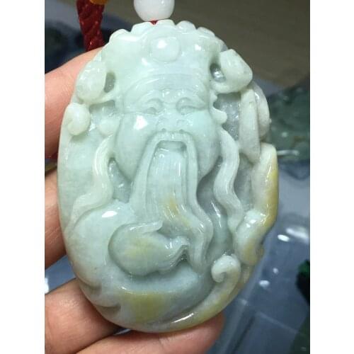 Natural 7A Myanmar jade Hand-Carved jade longevity Buddha yellow jade pendant jade necklace men women pendants jade jewelry
