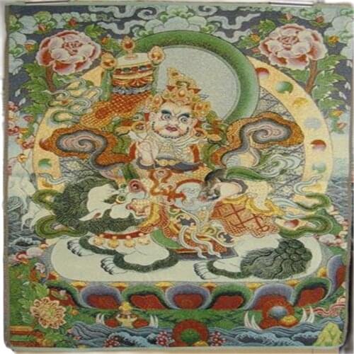 Nepal Thangka Brocade Painting Gold Silk Weaving Buddha Statue