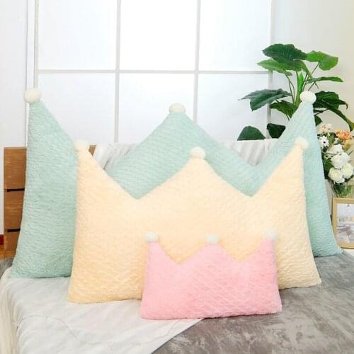 New Crown Plush Pillow Colorful Stuffed Soft Heart Square Rectangle Shape Throw Cushion Baby Kids Gift Girls Room Decoration