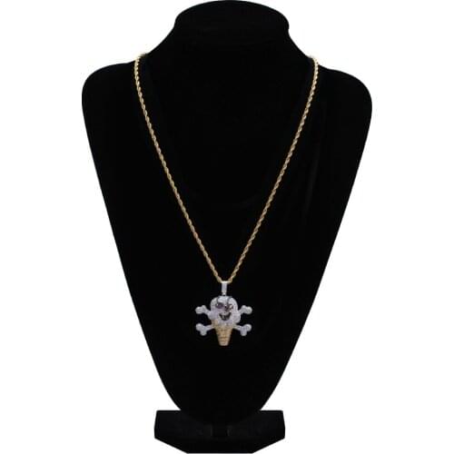 Cartoon personality pirate ice cream pendant micro-studded with zircon street fashion men and women necklace jewelry
