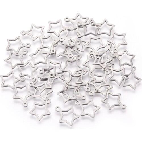 20Pcs 304 Stainless Steel Charms Pendants Heart Moon Star Rhombus Teardrop Shape DIY Necklace Bracelet Earrings Jewelry Making