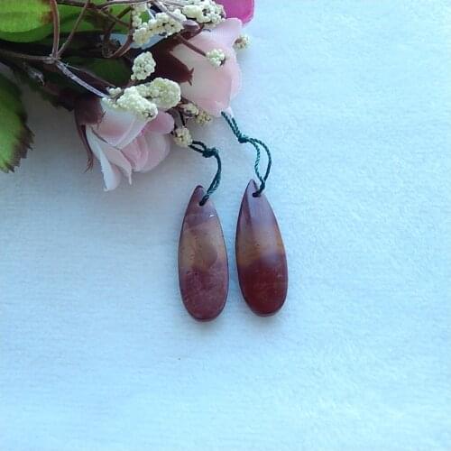 Natural Gemstone Multi-Color Picasso Jasper fashion women earring beads Semiprecious stone Jewelry, 36x20x4mm,10.08g