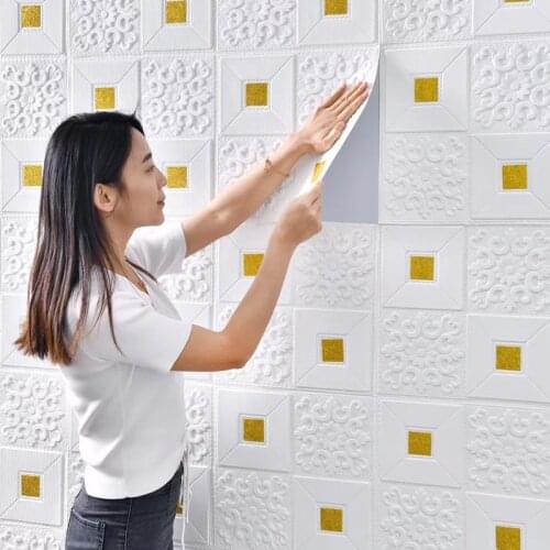 10pcs Self Adhesive Roof Wall Sticker 3D Stereo Ceiling Wallpaper Foam Sticker Panel Living Room Home House Decor Bedroom TV Kid