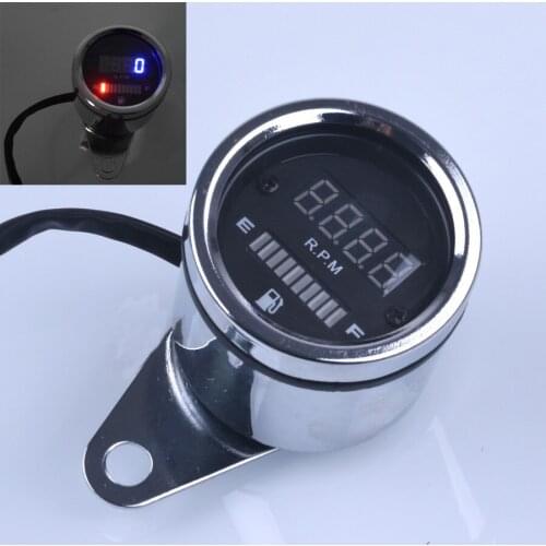 2 in 1 Motorcycle Tachometer Indicator Fuel Gauge 12V LED Digital Display Street Fighter Cruiser