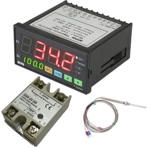 Temperature Controller PT100 Temperature Sensor Waterproof Stainless Steel Thermocouple SSR TA8-SNR Digital F/C PID