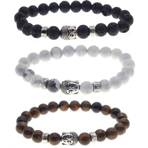 Tiger Eye White Crystal Green Natural Stone Bangle Bracelet Buddha Gold Jewelry Gift Couple