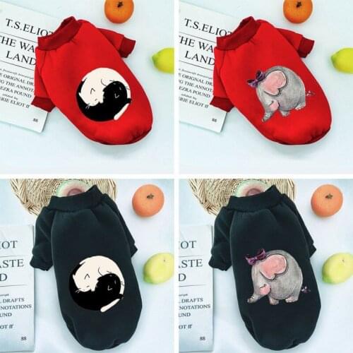 Small Dogs Hoodies Fleece Dog Clothes Soft Pet Sweater Clothing Winter Chihuahua Clothes Elephant Printed Pet Outfit Ropa Perro