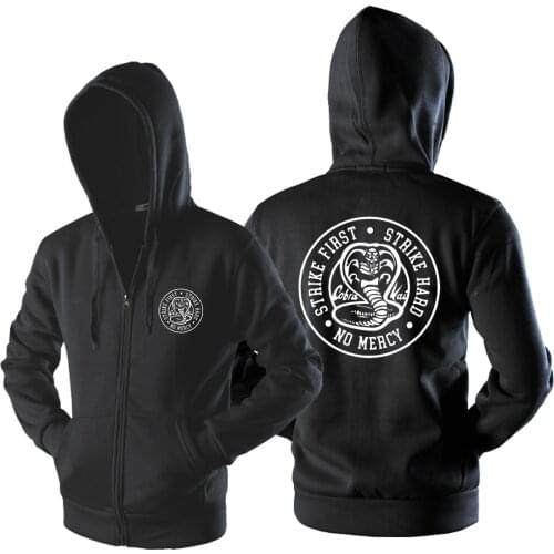 TV Show Karate Kid Cobra Kai Jacket Hoodies Men Spring Autumn Zip Sweatshirt Strike First Strike Hard No Mercy Streetwear Hoodie