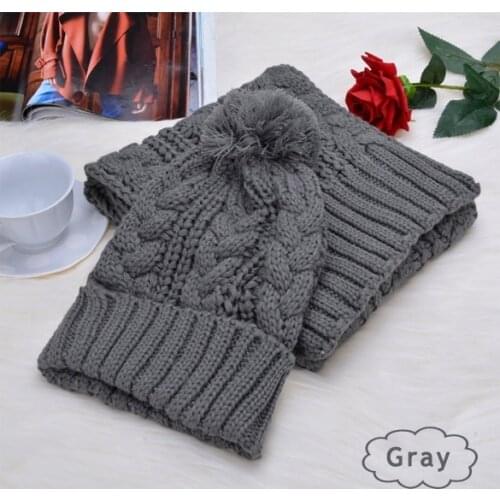 New 2019 Fashion Winter Wool Hat Scarf Cute Knit Crochet Beanies Cap Hats for Women Warm Scarf and Hat Twist Knitted Hat