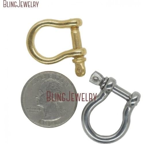 CHARM HOLDER Gold or Silver Horseshoe Lock Large Chunky Link Brass Paperclip Anchor Screw Lock Pendant Shackle Lock FC29259