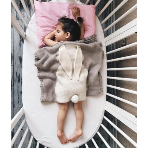 Marious 1pc Rabbit Ear Blanket 70*105cm Three-dimensional Rabbit Blanket Childrens Knitted Blanket Beach Mat Baby Baby Blanket