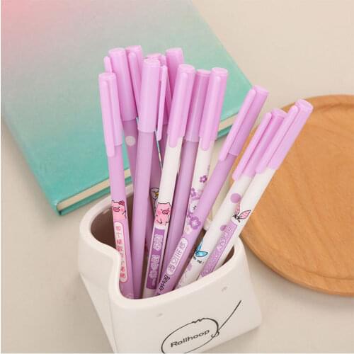 1 Piece Cute Romantic Purple Cherry Blossoms Series Gel Pen Korea Stationery Black Ink 0.5mm School Writing Office Supplies