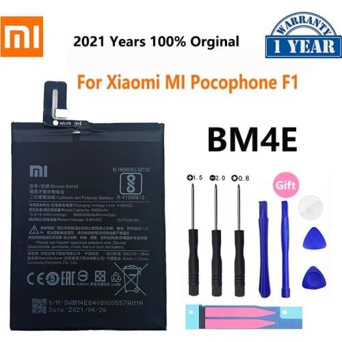 100% Original Xiao mi Replacement Battery BM4E For Xiaomi MI Pocophone Poco F1 battery Authentic Phone Battery 4000mAh