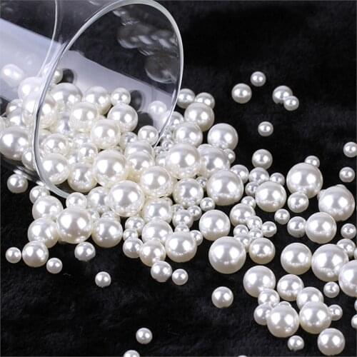 200Pcs/Pack Mix Size 3/4/5/6/8mm Beads With Hole Solid color Pearls Round ABS Imitation Pearl DIY For Jewelry Making Craft