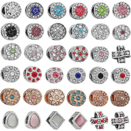 2Pcs/Lot 45 Style Silver Plated Shinning Charm Beads Fit Brand Bracelets & Necklace For Women Men Christmas DIY Gift Accessories