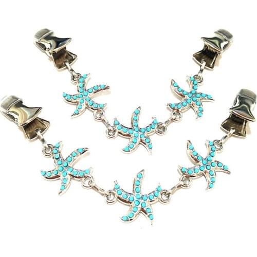 2Pcs/lot Starfish Sweater Guard Clips Women Cape Cloak Clasp Cardigan Horder Brooch Pins Shawl Clothes Clamps