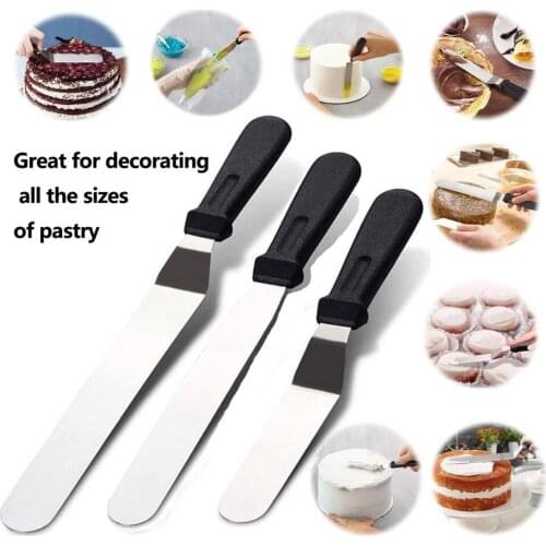 3pcs Icing Spatula Metal Stainless Steel Butter Cake Cream Knife Spatula For Kitchen Cake Frosting Baking Decorating